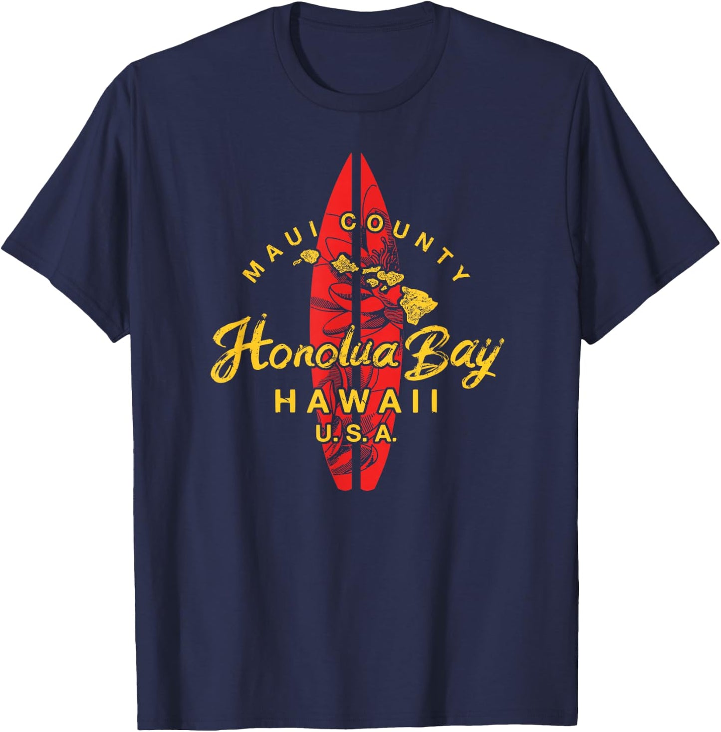 Hawaii Maui Hawaiian Islands Honolua Bay Surfing T-Shirt - T-Shirt | Navy
