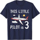 Kids This Little Pilot is 3 Years Old Birthday Boy Girl Airplane T-Shirt - T-Shirt | Navy