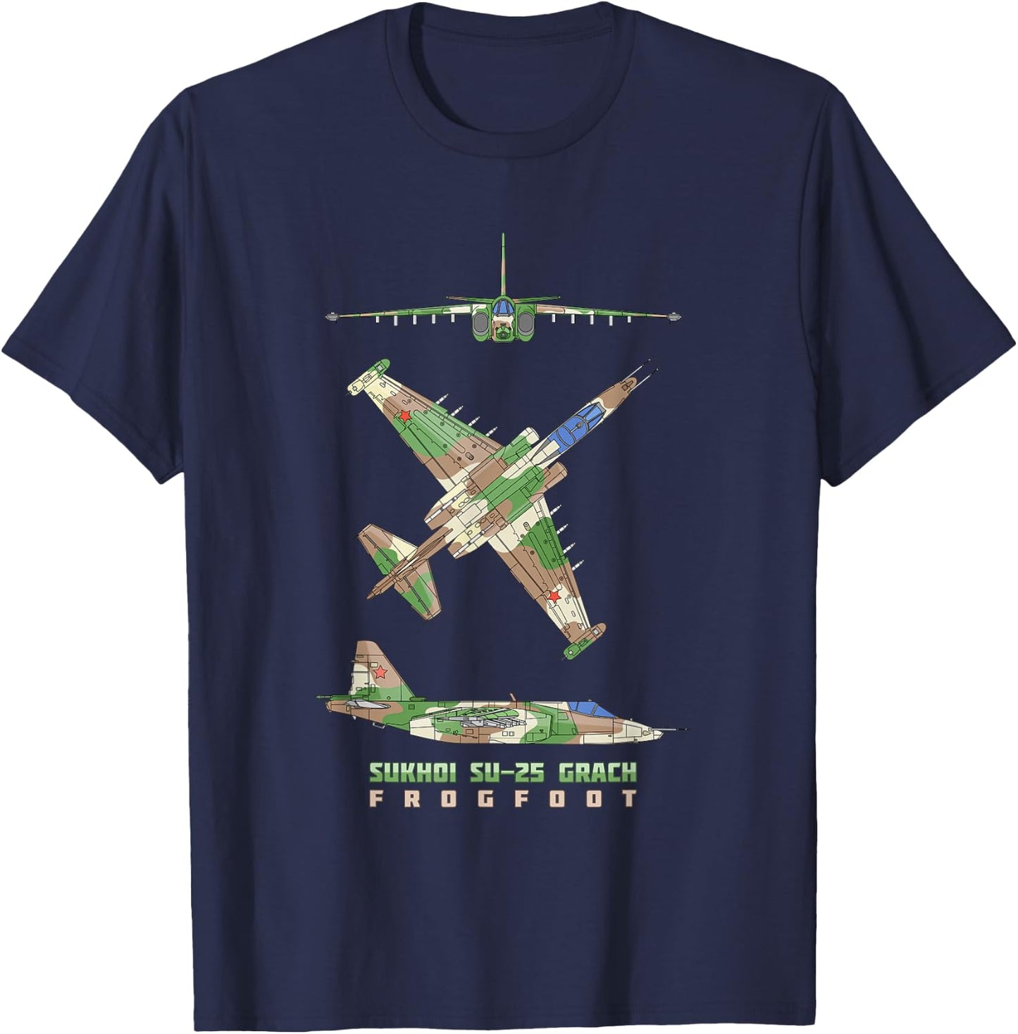 Sukhoi Su-25 Grach Russian Jet Plane Diagram T-Shirt - T-Shirt | Navy