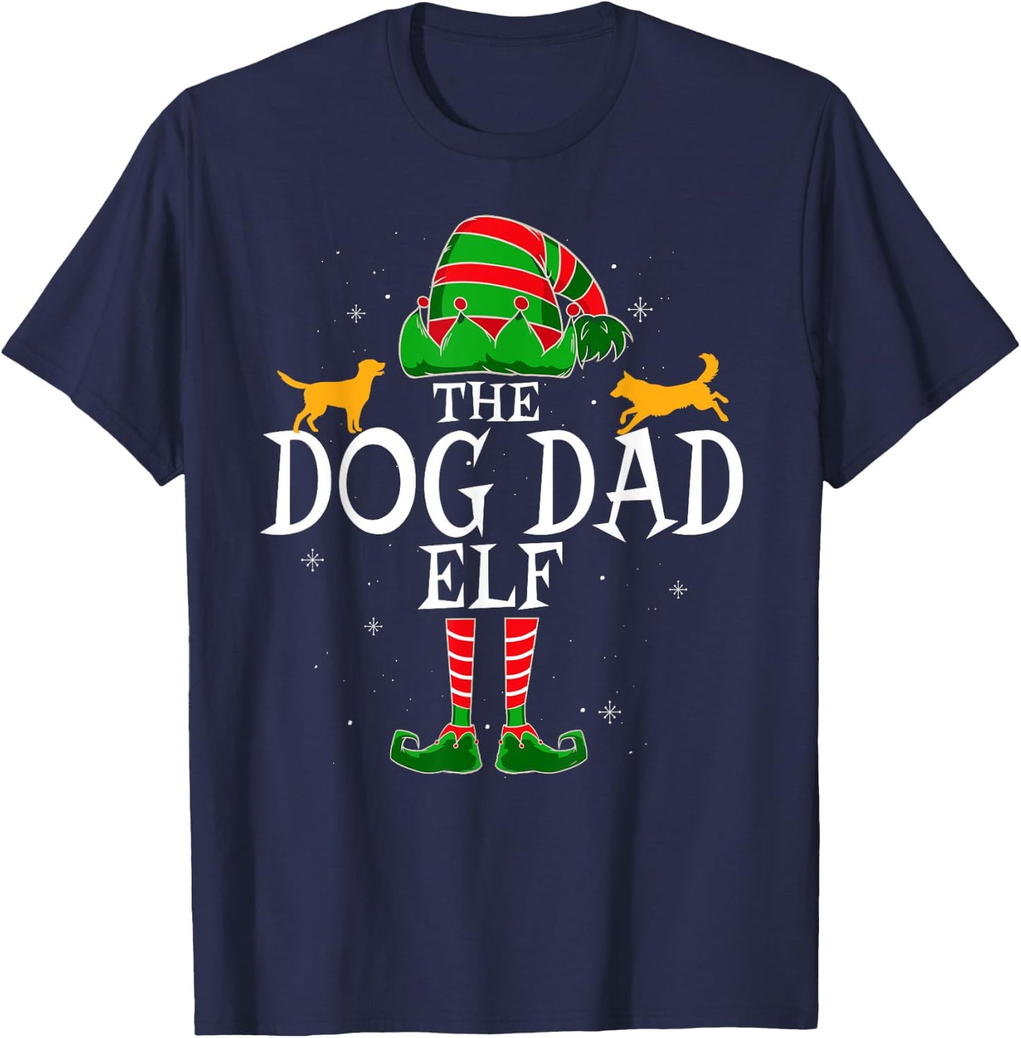 Dog Dad Elf Group Matching Family Christmas Daddy Funny T-Shirt - T-Shirt | Navy