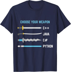 Coders, Designers and IT Geek Python Choose Your Weapon Funny Computer Science T-Shirt - T-Shirt | Navy