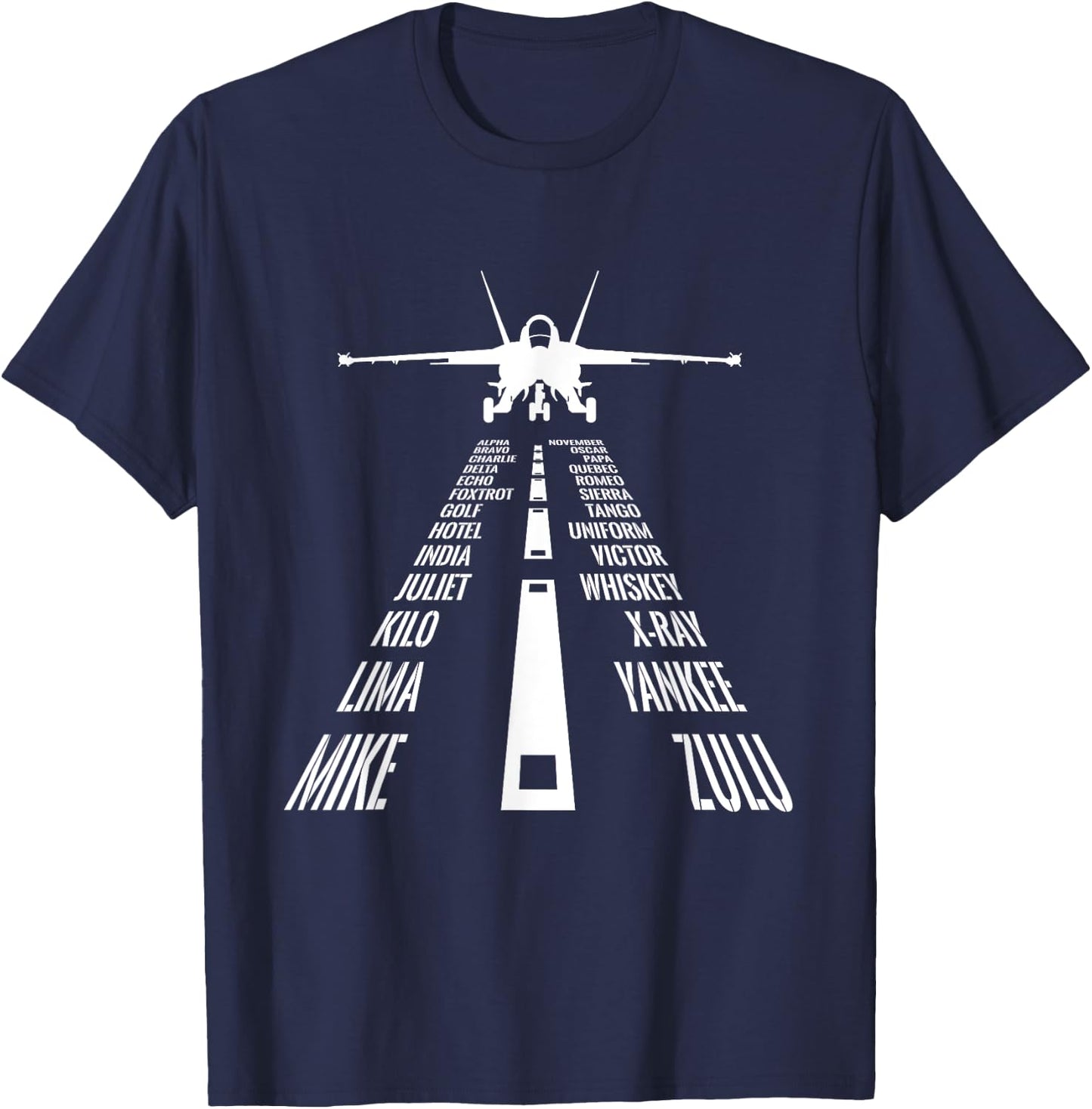 Flying F18 Hornet Pilot Landing Phonetic Alphabet Runway T-Shirt - T-Shirt | Navy