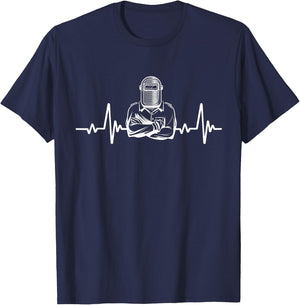 Heartbeat welding heartbeat welder welder motif T-Shirt - T-Shirt | Navy
