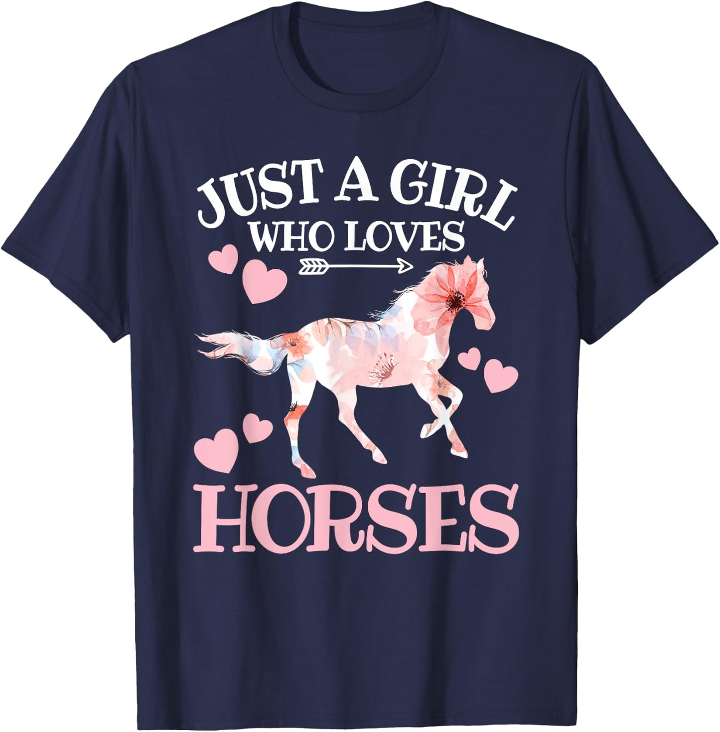 Just A Girl Who Loves Horses Teen Girls Horse Lover T-Shirt - T-Shirt | Navy