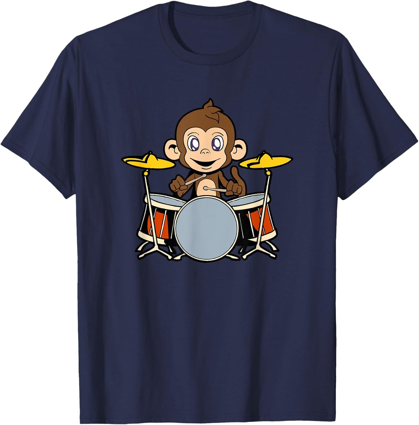 Cartoon monkey playing drums T-Shirt - T-Shirt | Navy
