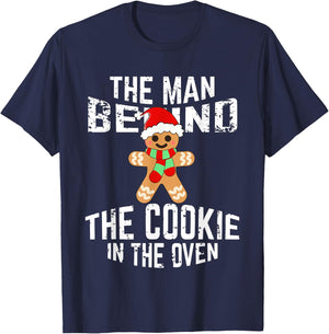 Funny Christmas Pregnancy Shirt Man Behind Cookie Dad to Be T-Shirt - T-Shirt | Navy