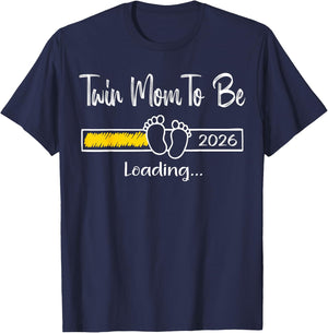Twin Mom to Be 2026 Loading Soon to Be Twin Mom Est 2026 T-Shirt - T-Shirt | Navy