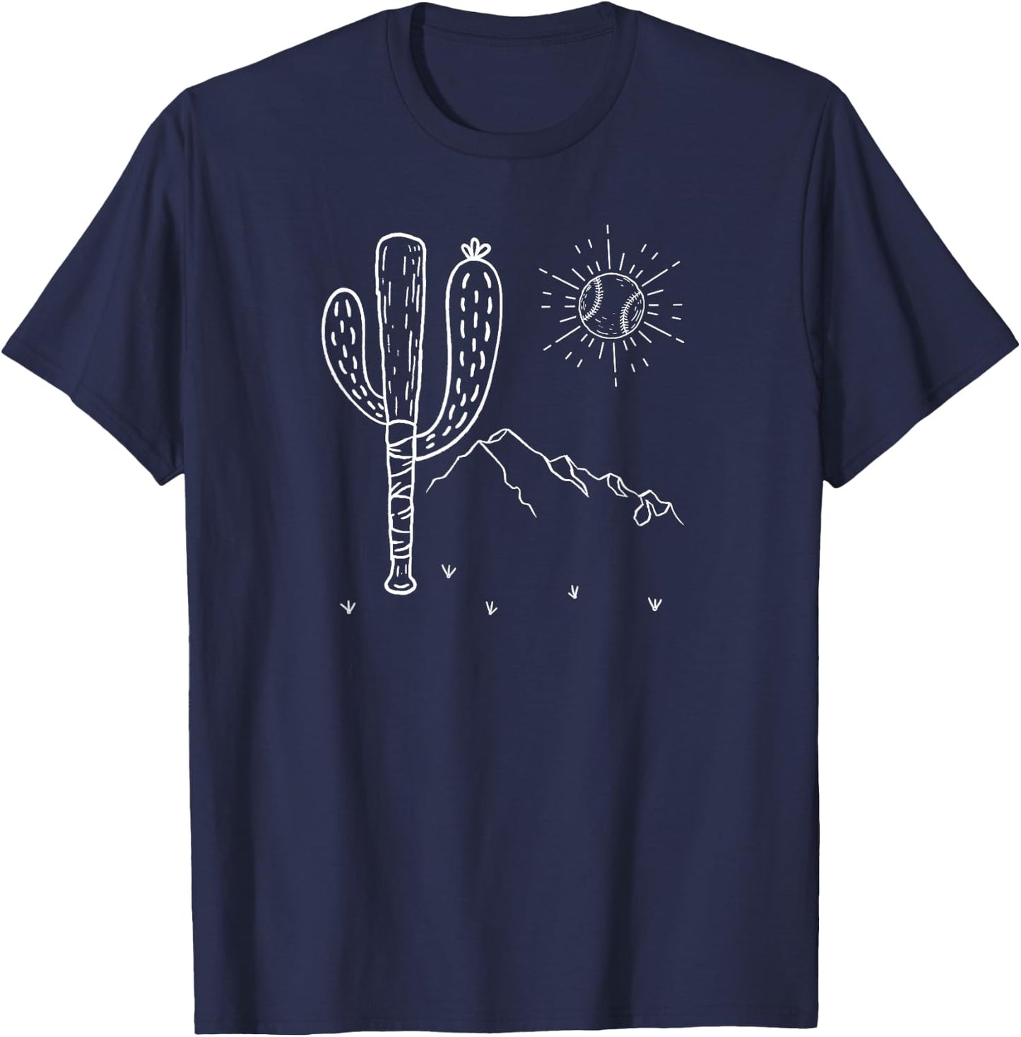 Cactus Baseball Bat Image for America's Pastime Fan T-Shirt - T-Shirt | Navy