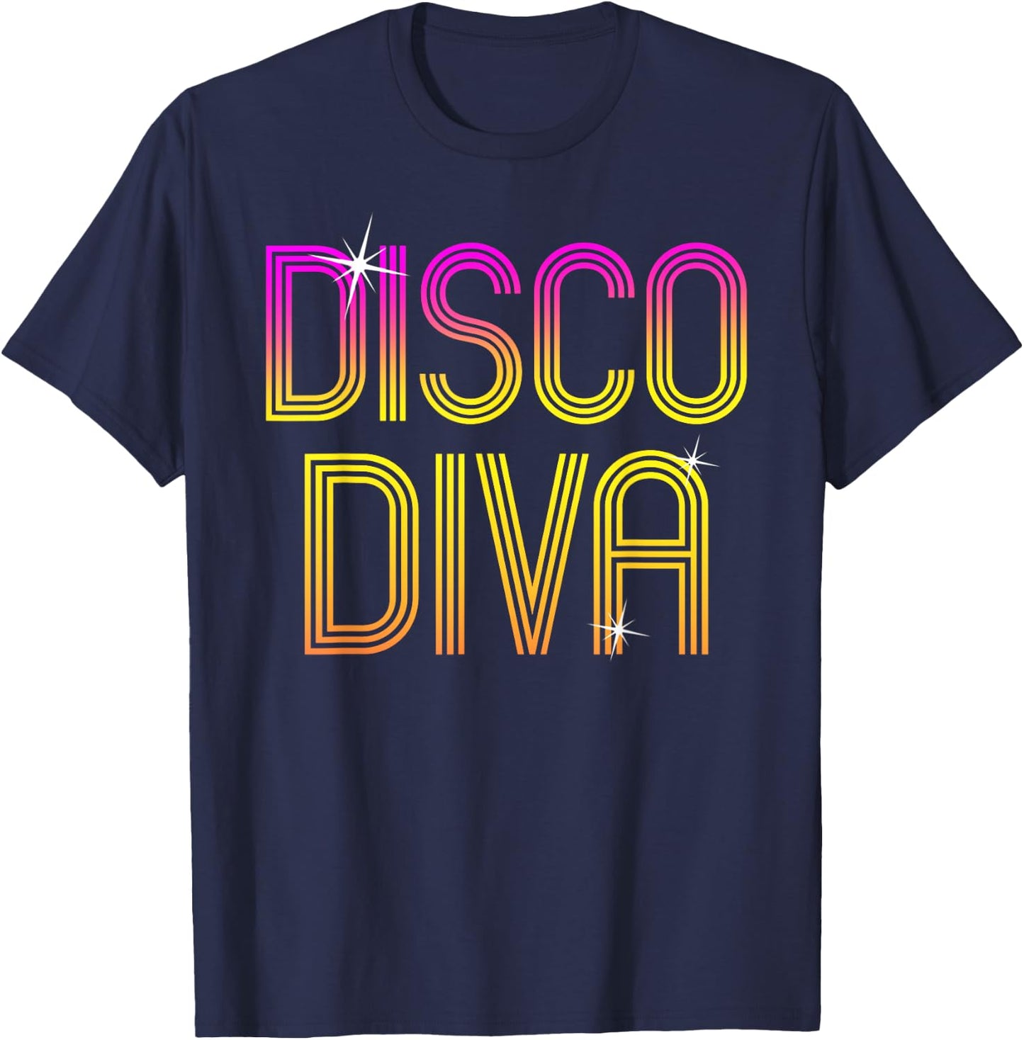 Vintage Retro Disco Diva 70s 80s Family Party Dance Theme T-Shirt - T-Shirt | Navy