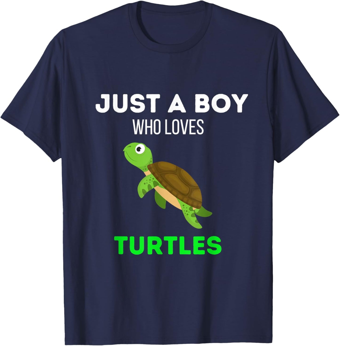 Just A Boy Who Loves Turtles Funny Turtle Lover T-Shirt - T-Shirt | Navy