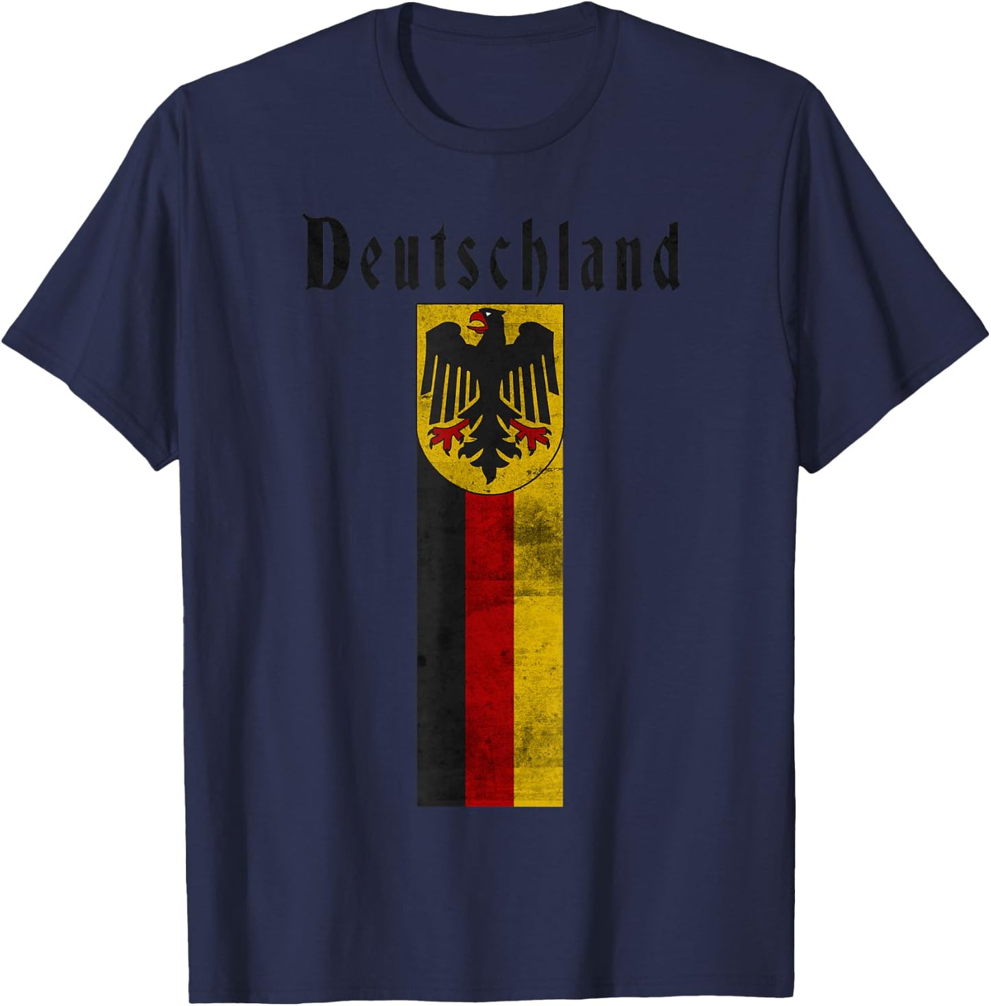 Deutschland German Vintage Flag Banner Coat of Arms Eagle T-Shirt - T-Shirt | Navy