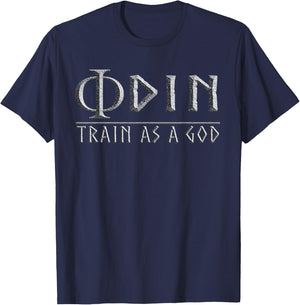 Vikings Odin Train As A God Norse Mythology Gym Training T-Shirt - T-Shirt | Navy