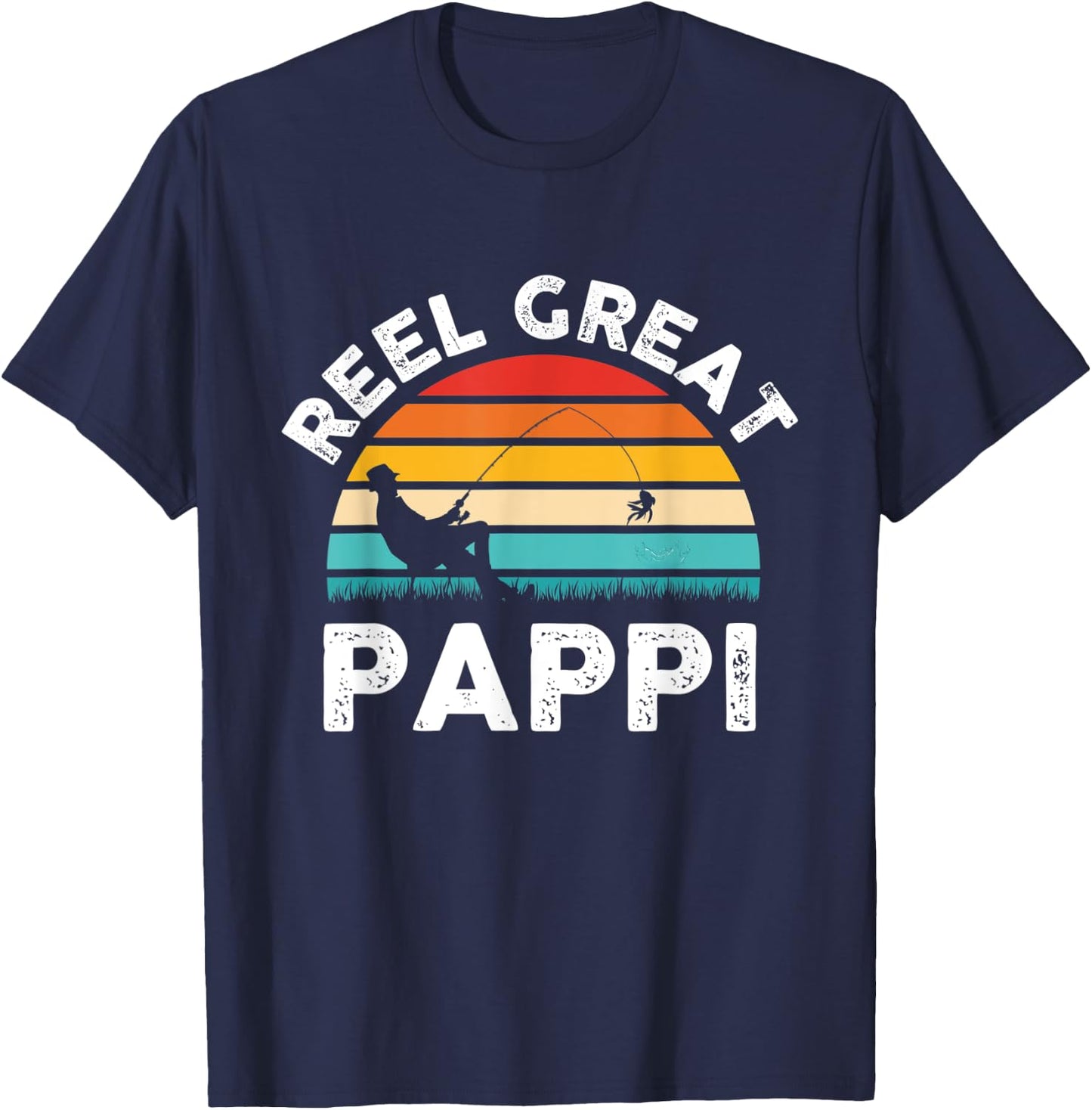 Fishermen Reel Great Pappi Vintage Fishing Father’s Day T-Shirt - T-Shirt | Navy