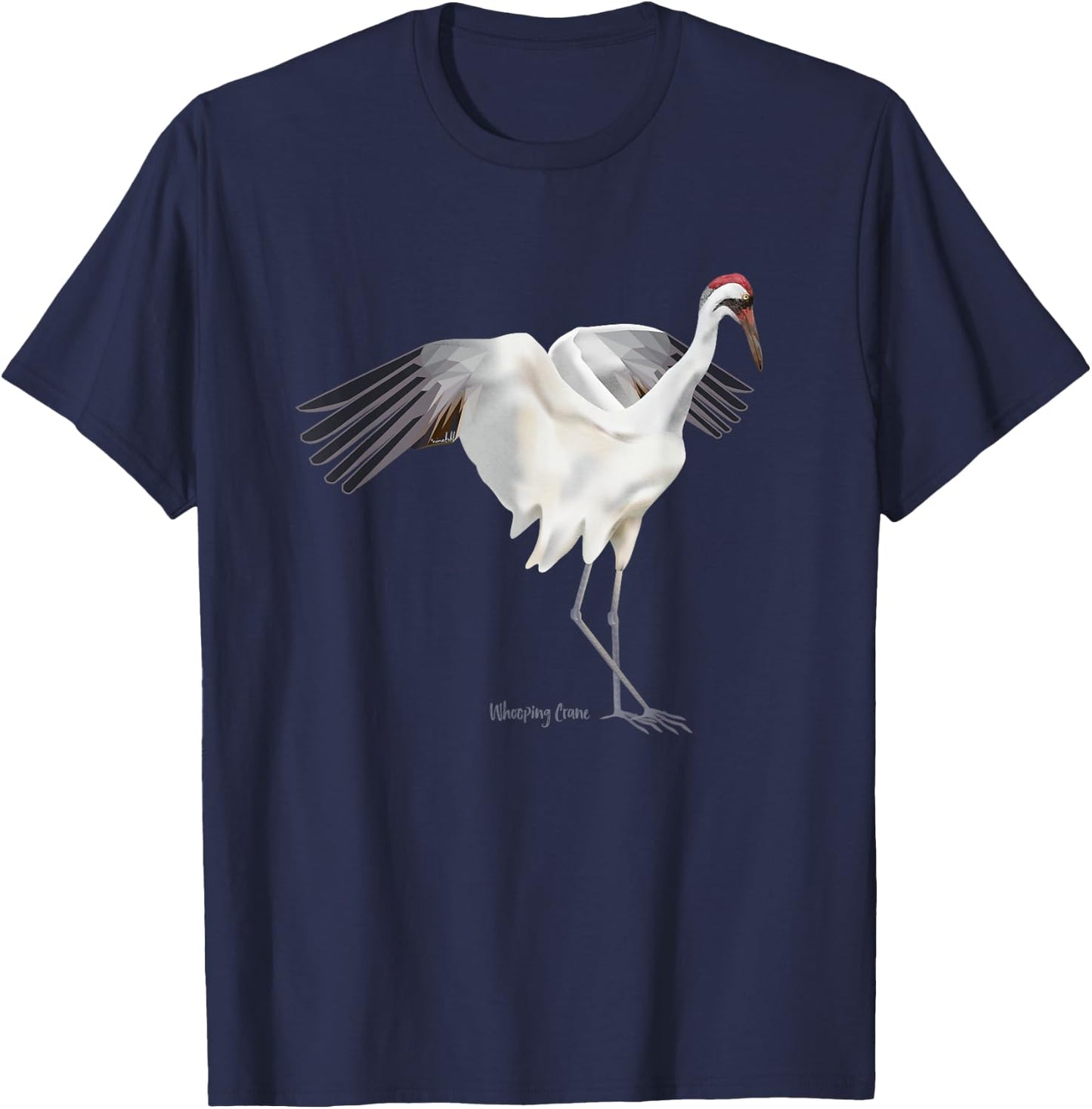 Whooping Crane Graphic Wildlife Bird Watching T-Shirt - T-Shirt | Navy