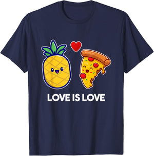 Love Is Love Cute Pride Pineapple Pizza T-Shirt - T-Shirt | Navy