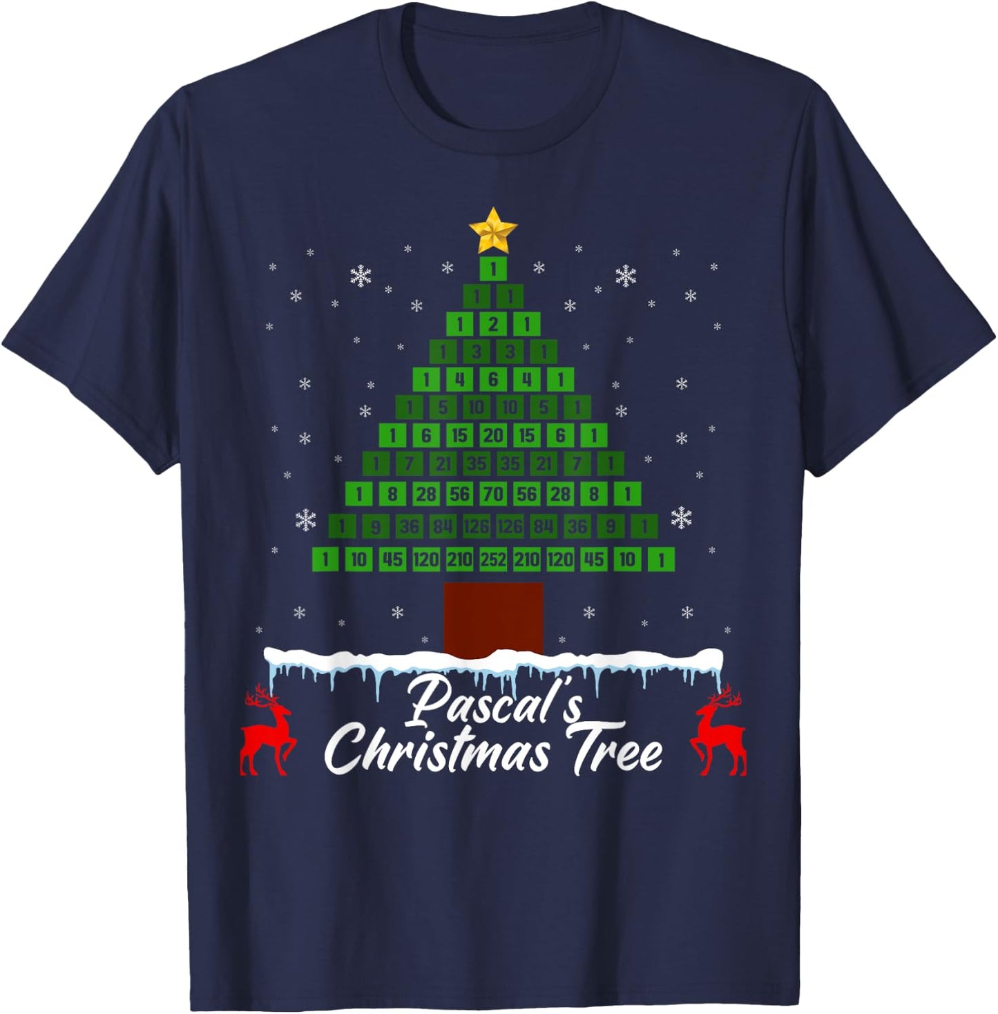 Pascal's Christmas Tree - Fun Math Ugly Xmas Sweater T-Shirt - T-Shirt | Navy