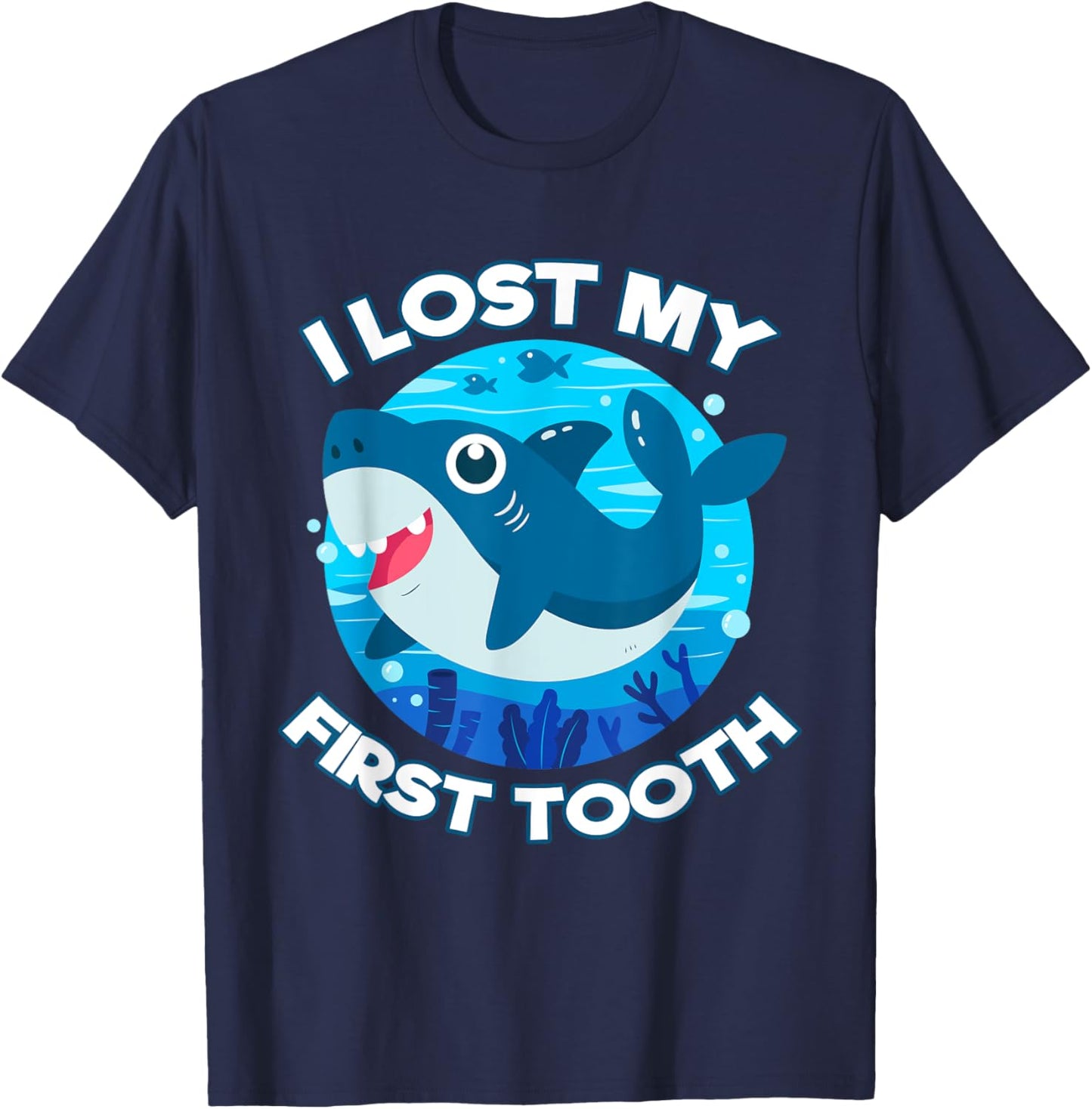 I Lost My First Tooth Wiggly Teeth Shark Smile Tooth Gifts T-Shirt - T-Shirt | Navy