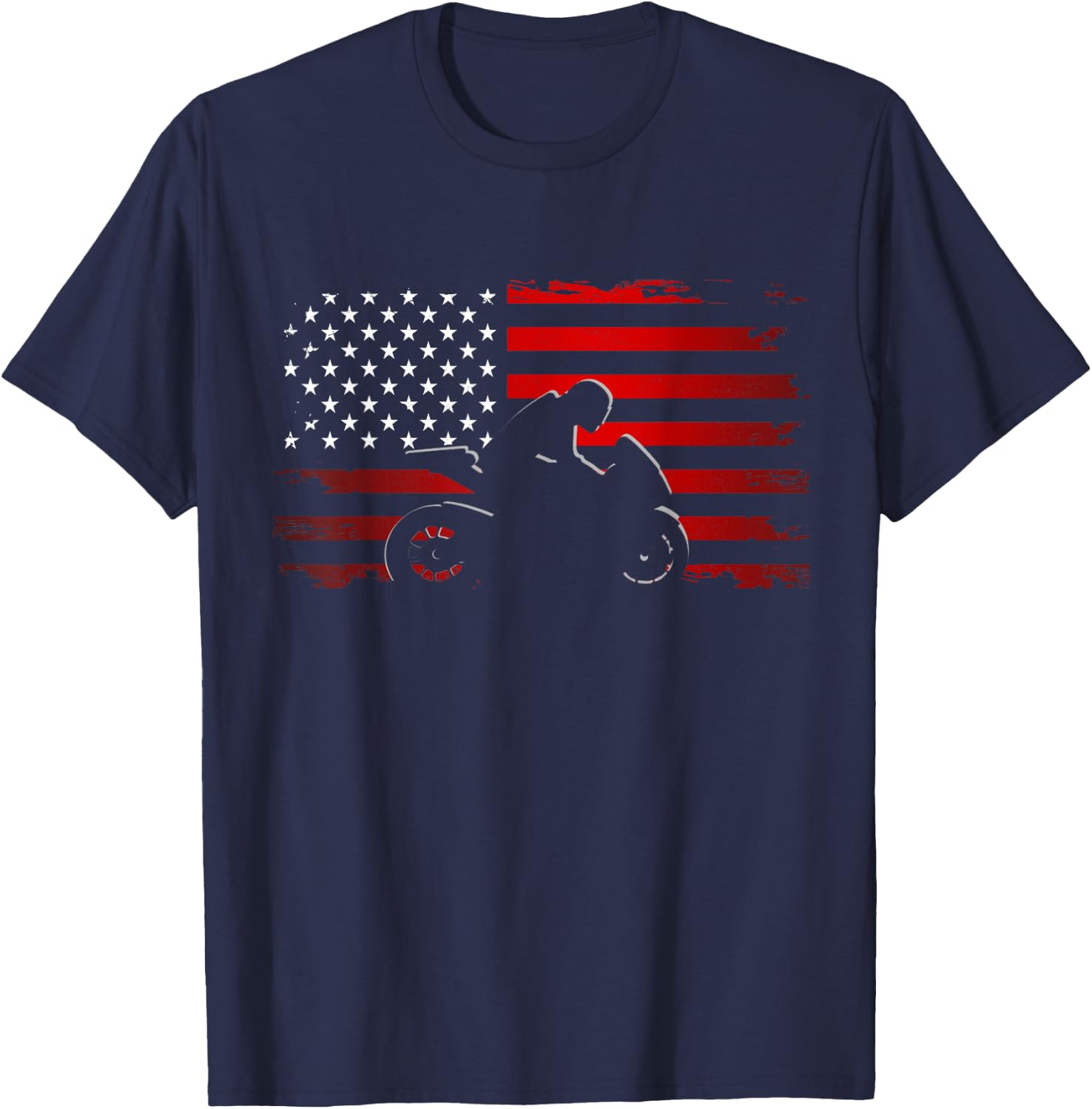 American Flag Motorcycle Apparel - Motorcycle Women Kids Men T-Shirt - T-Shirt | Navy