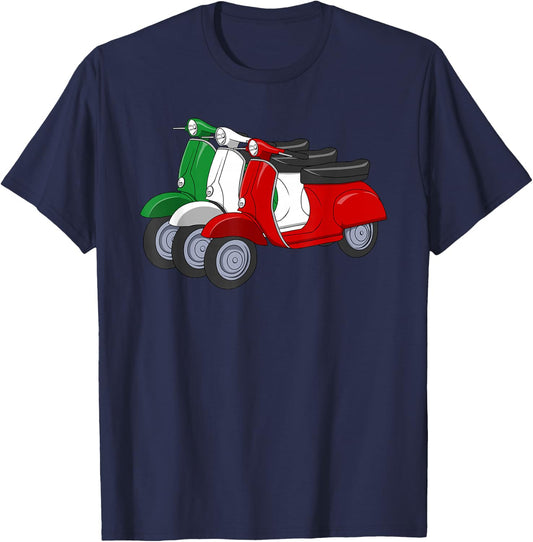 Italy Scooter Moped Flag Italian Flag T-Shirt - T-Shirt | Navy