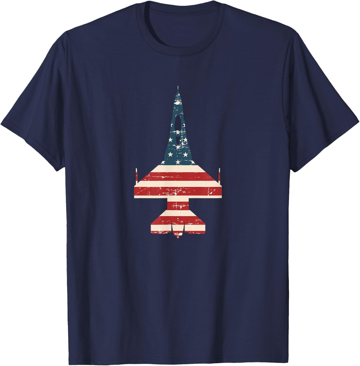 Patriotic F-16 American Flag silhouette novelty T-Shirt - T-Shirt | Navy