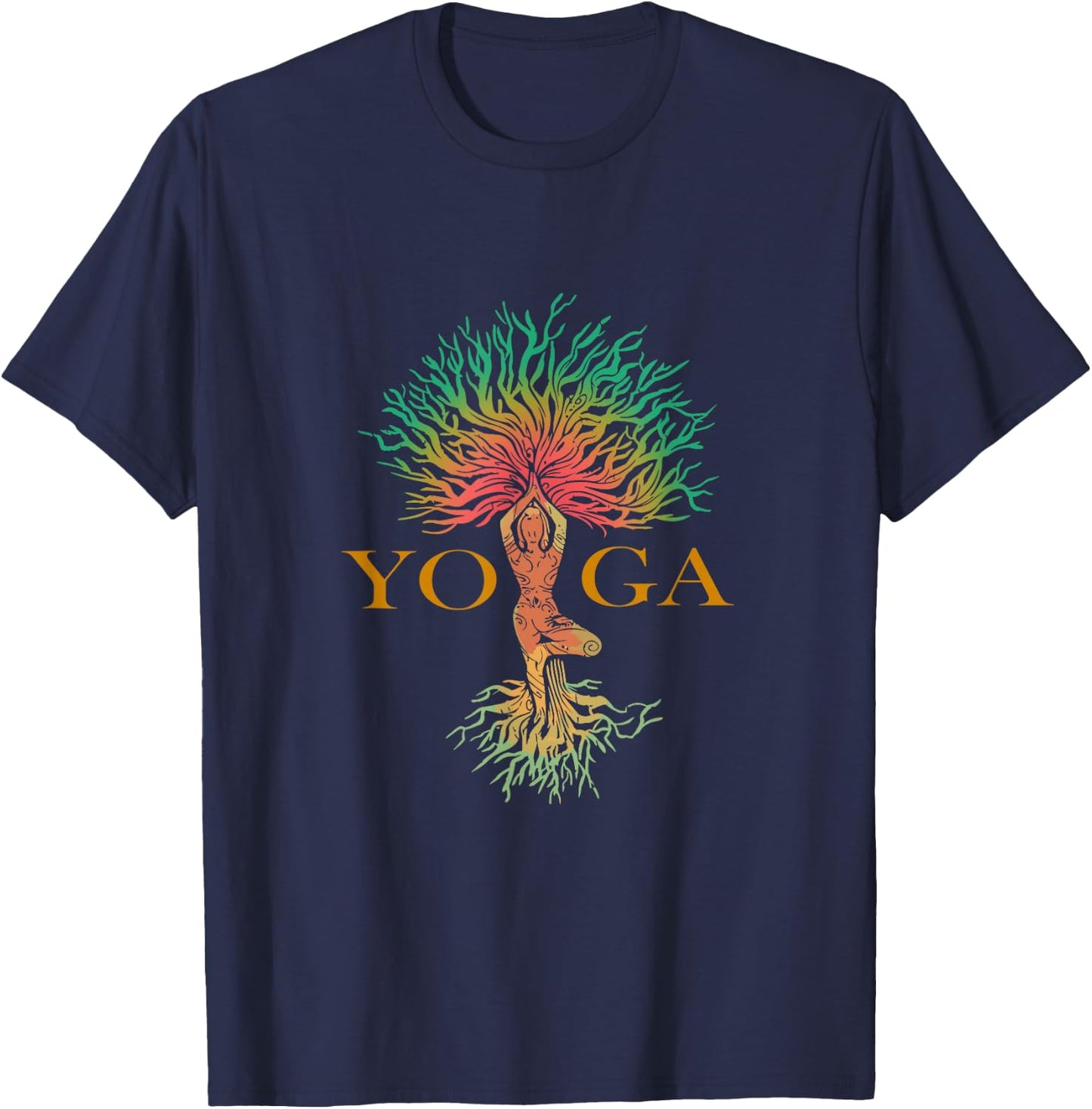Tree of Life with Woman Yoga Chakra Haka Yoga T-Shirt - T-Shirt | Navy