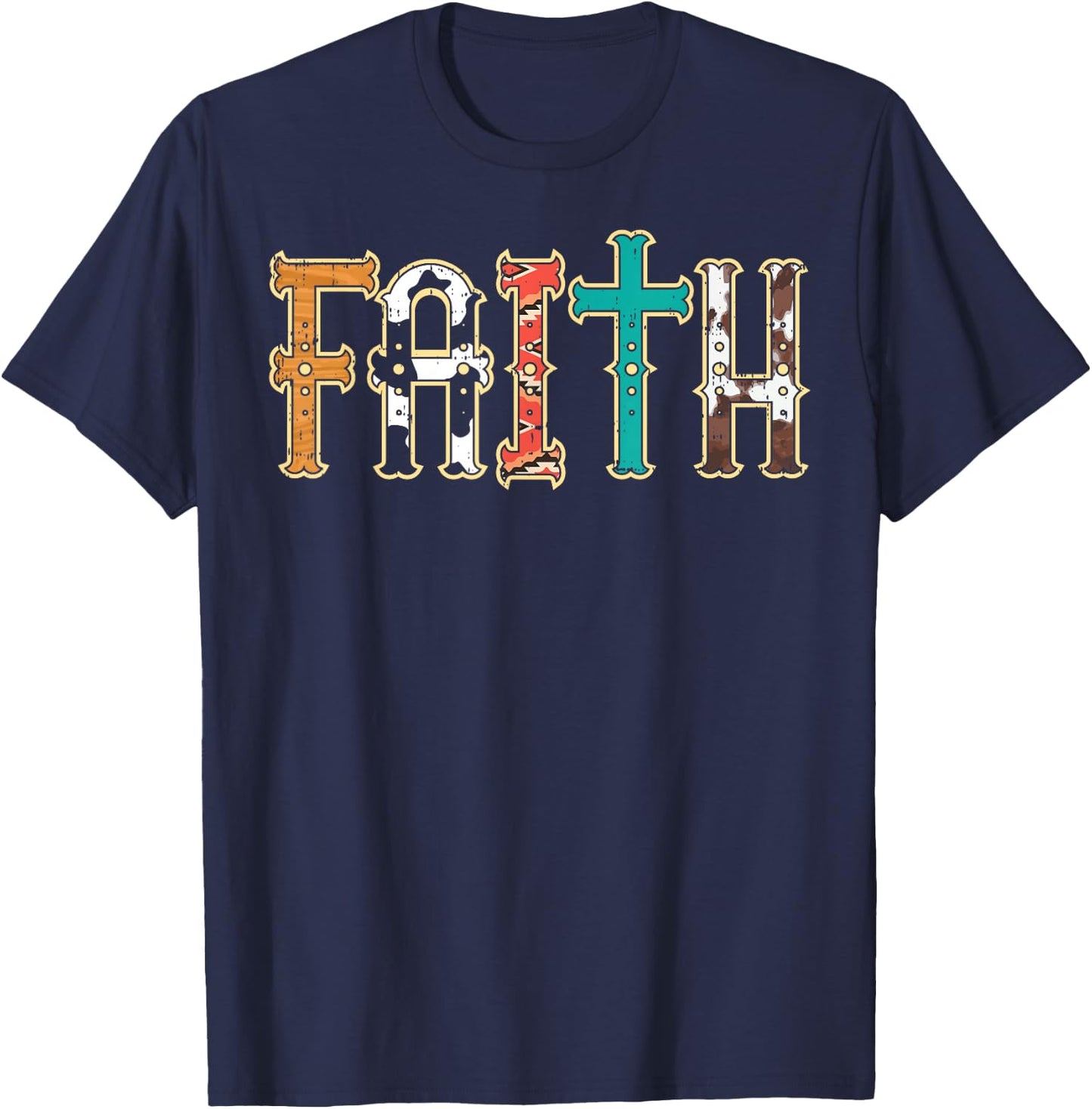 Faith Patterns God Jesus Religious Christian Men Women Kids T-Shirt - T-Shirt | Navy