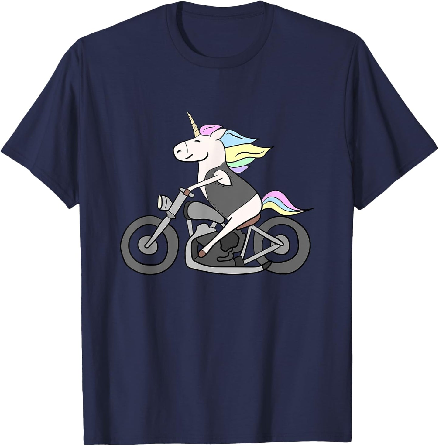 Born To Bike Unicorn I Motorcycle Fan Biker Fun T-Shirt - T-Shirt | Navy
