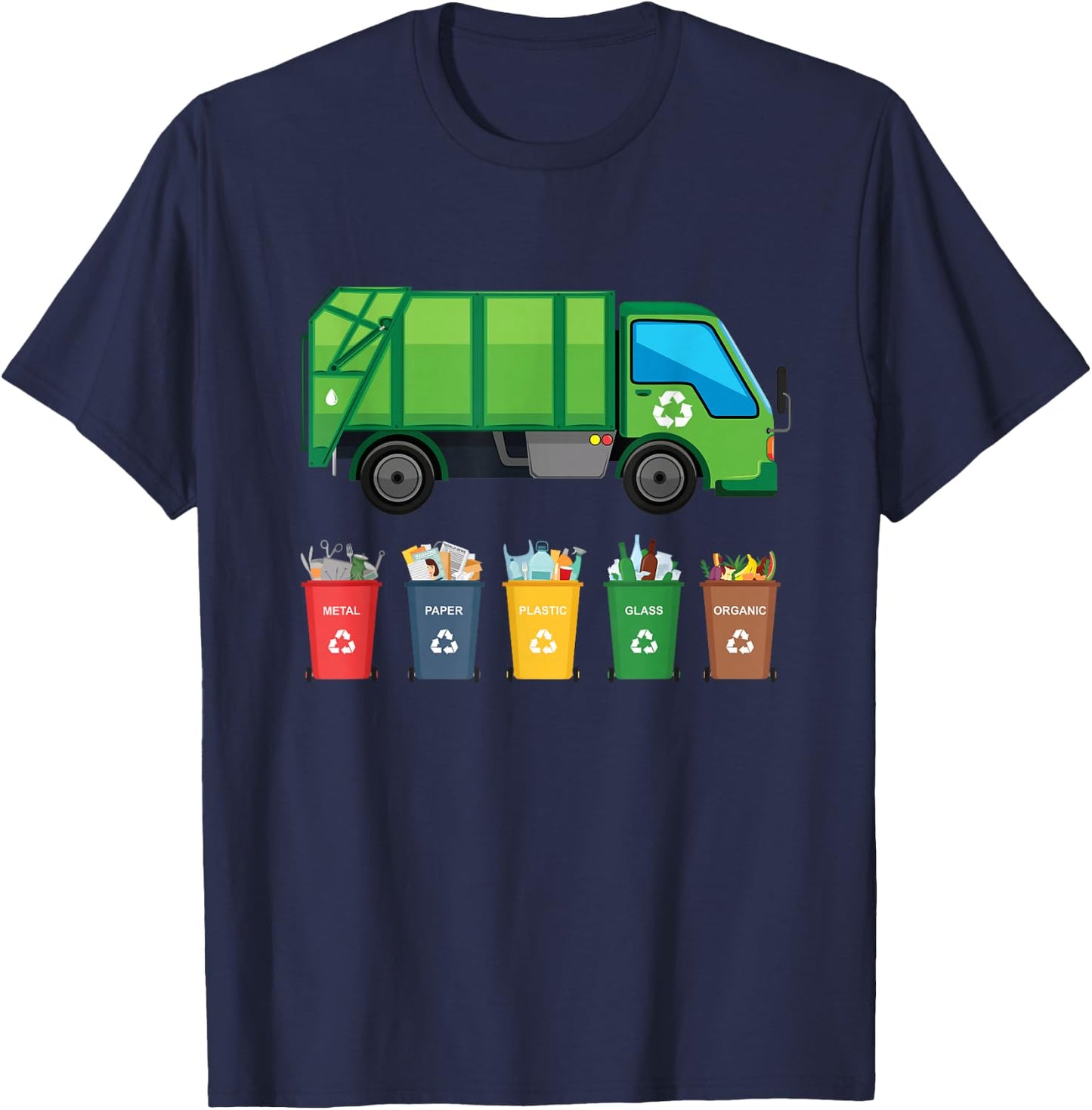 Recycling Trash Kids Garbage Truck T-Shirt - T-Shirt | Navy