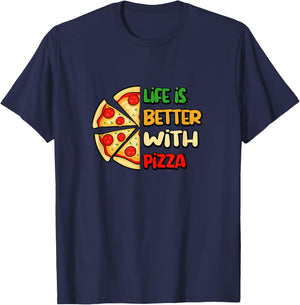 Life With Pizza Italian Food Chef Pizza Maker T-Shirt - T-Shirt | Navy