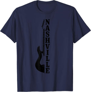 Nashville Tennessee Vintage Country Music City Guitar T-Shirt - T-Shirt | Navy