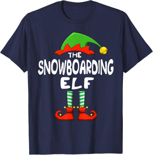The Snowboarding Elf Funny Matching Family Christmas T-Shirt - T-Shirt | Navy