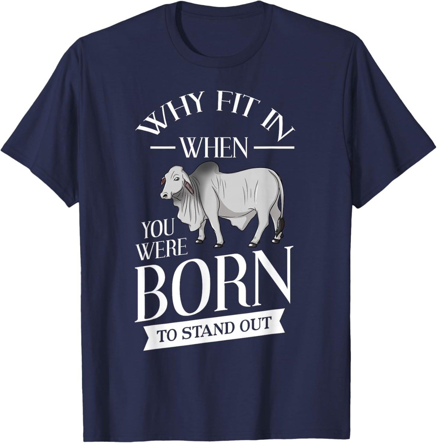 Brahman Bull Cattle Mini Zebu Cow T-Shirt - T-Shirt | Navy