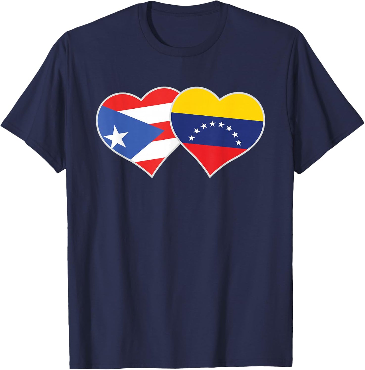 Puerto Rico Venezuela Flag Heart Puerto Rican Venezuelan T-Shirt - T-Shirt | Navy