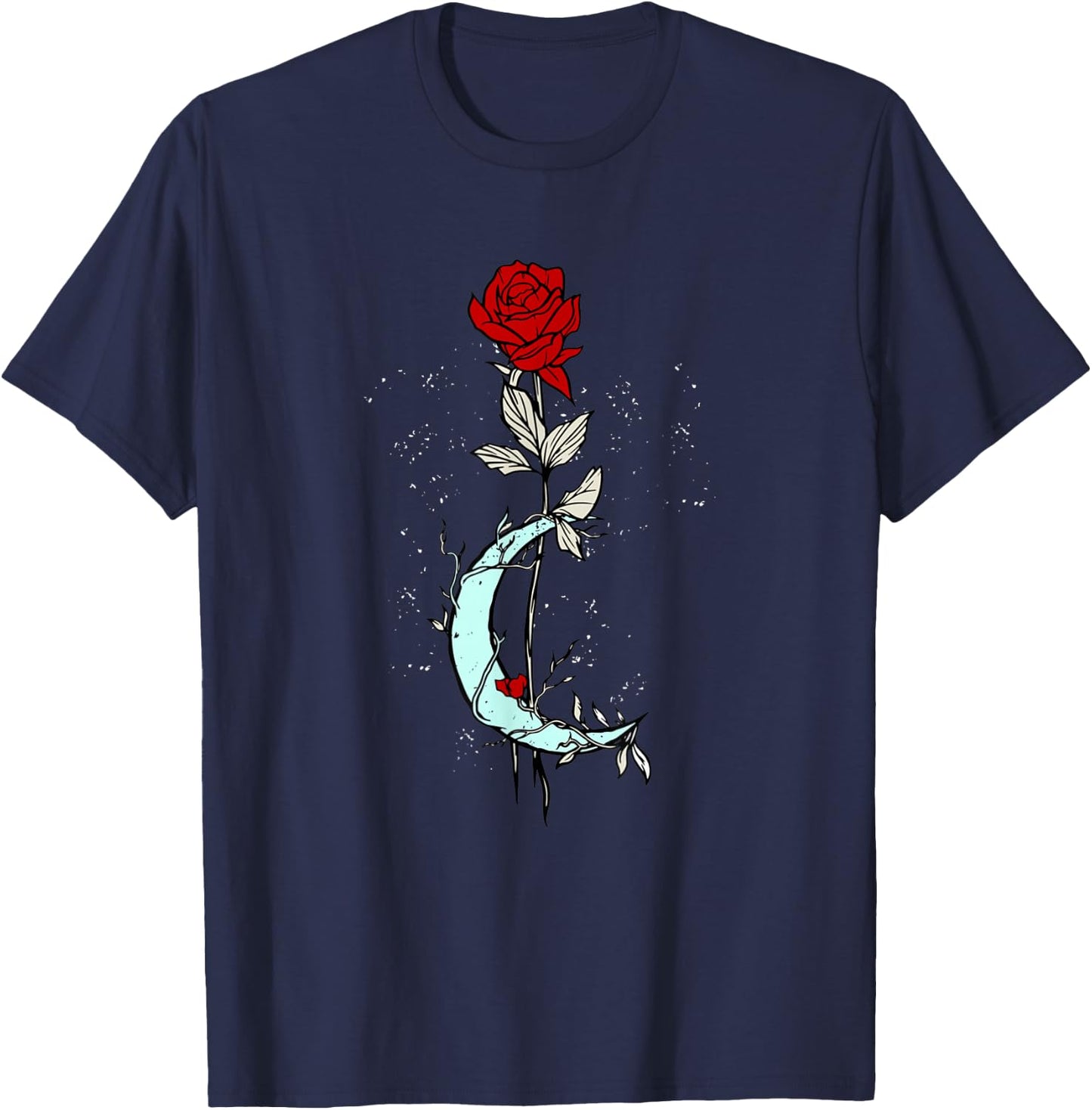 Rose Flower Moon Magical Gothic Goth T-Shirt - T-Shirt | Navy
