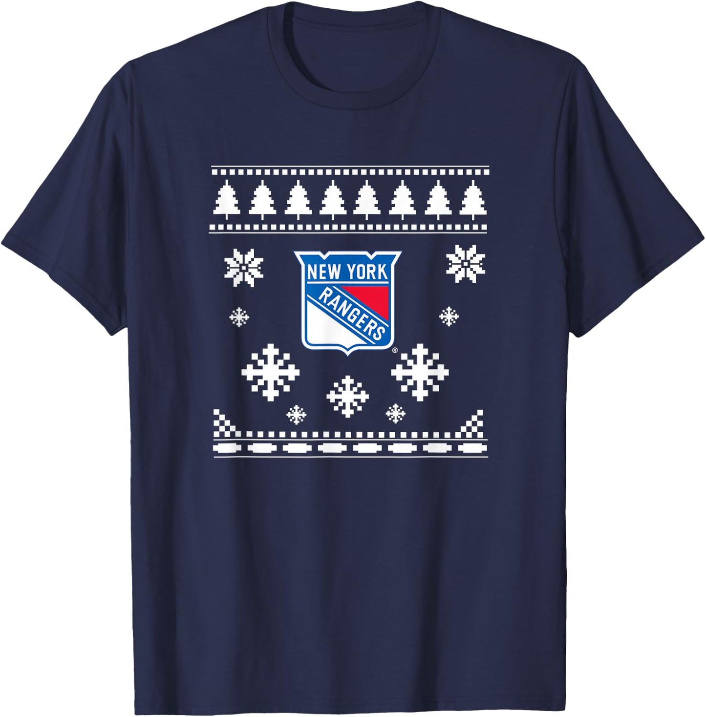 New York Rangers Ugly Christmas Sweater Holidaze T-Shirt - T-Shirt | Navy