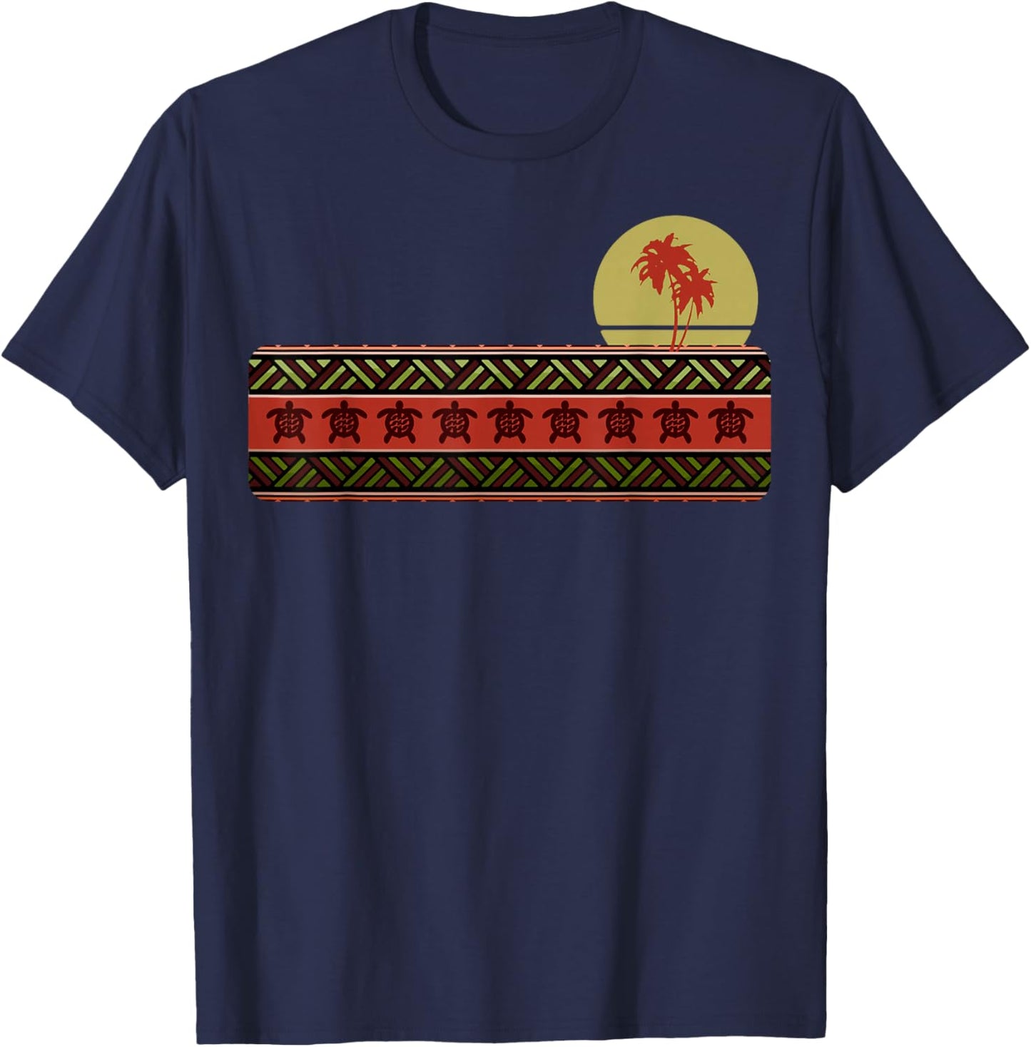 Hawaii Sea Turtle Maori Tribal New Zealand Polynesian Sun T-Shirt - T-Shirt | Navy
