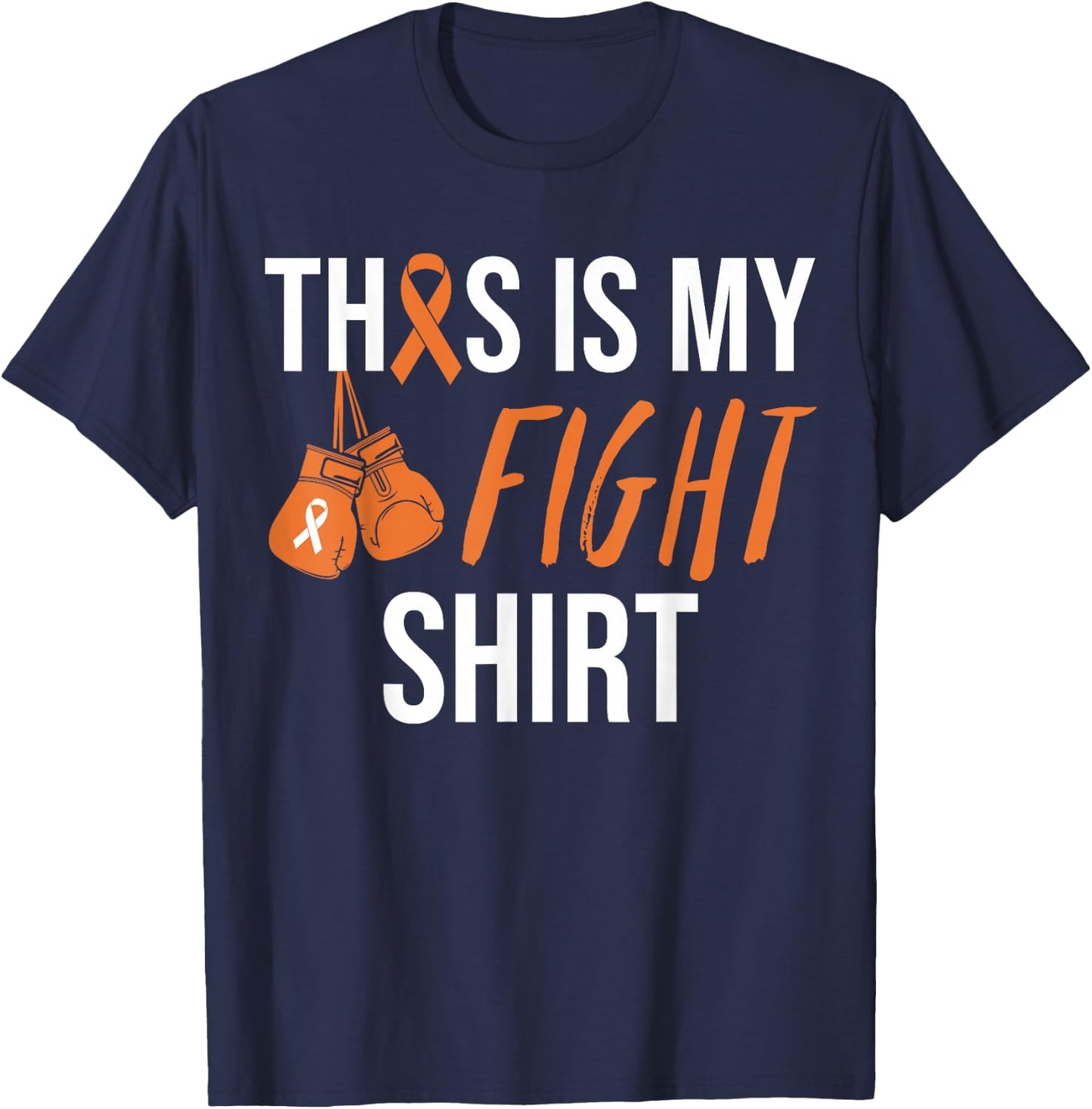 Kidney Cancer Awareness Orange Ribbon T-Shirt - T-Shirt | Navy