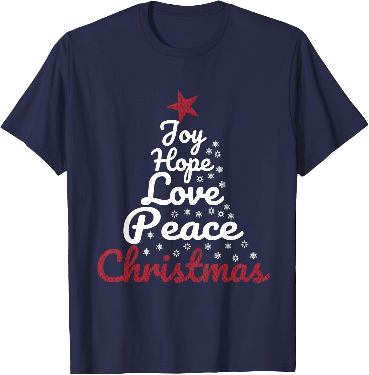 Star Design Joy Hope Love Peace Christmas T-Shirt - T-Shirt | Navy