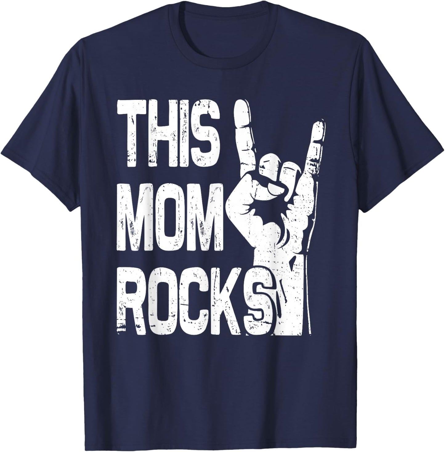 Funny This Mom Rocks Rock n Roll Metal Grunge Mother's Day T-Shirt - T-Shirt | Navy