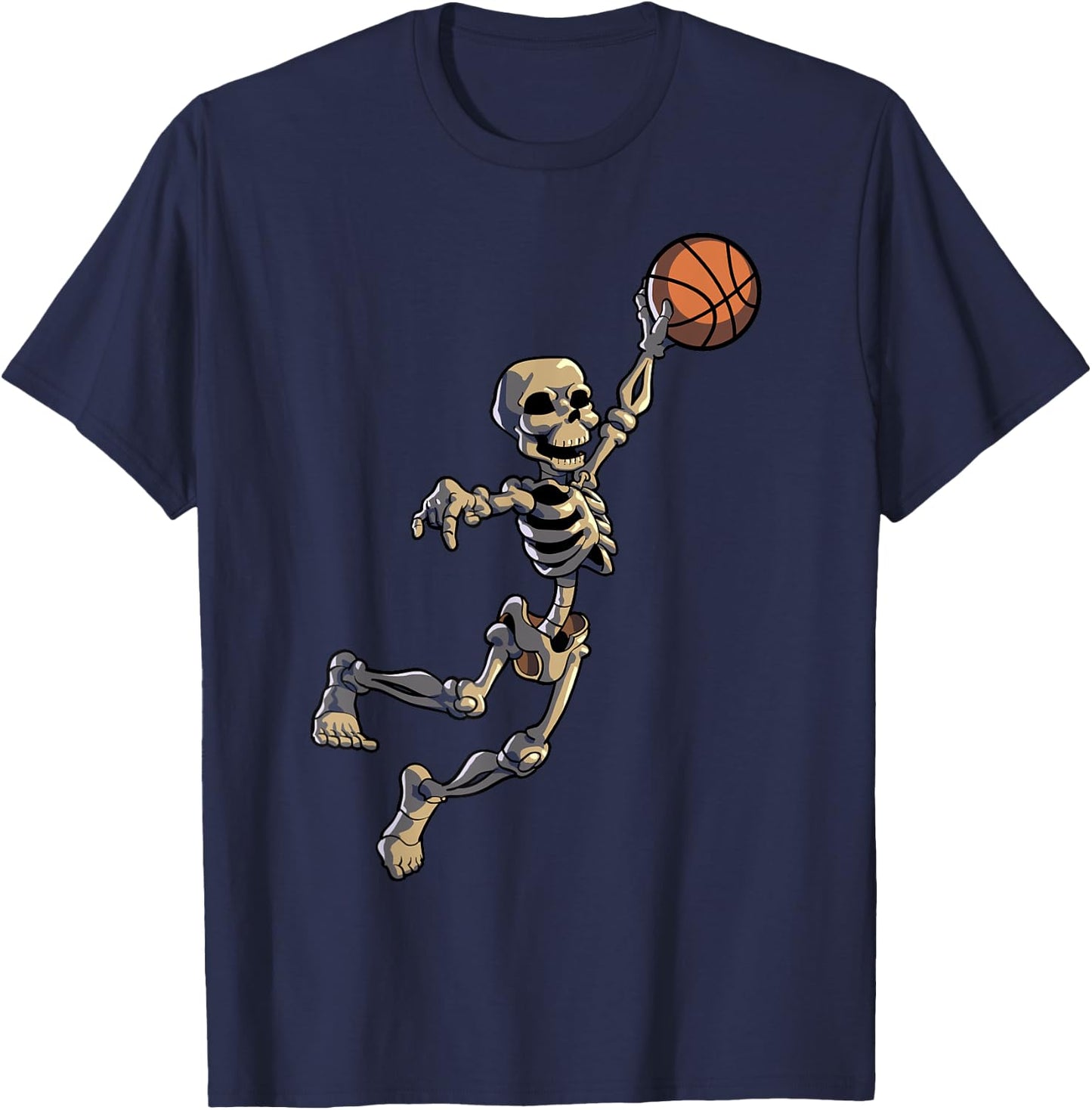 Basketball Skeleton Halloween Men Boys Basketball Halloween T-Shirt - T-Shirt | Navy