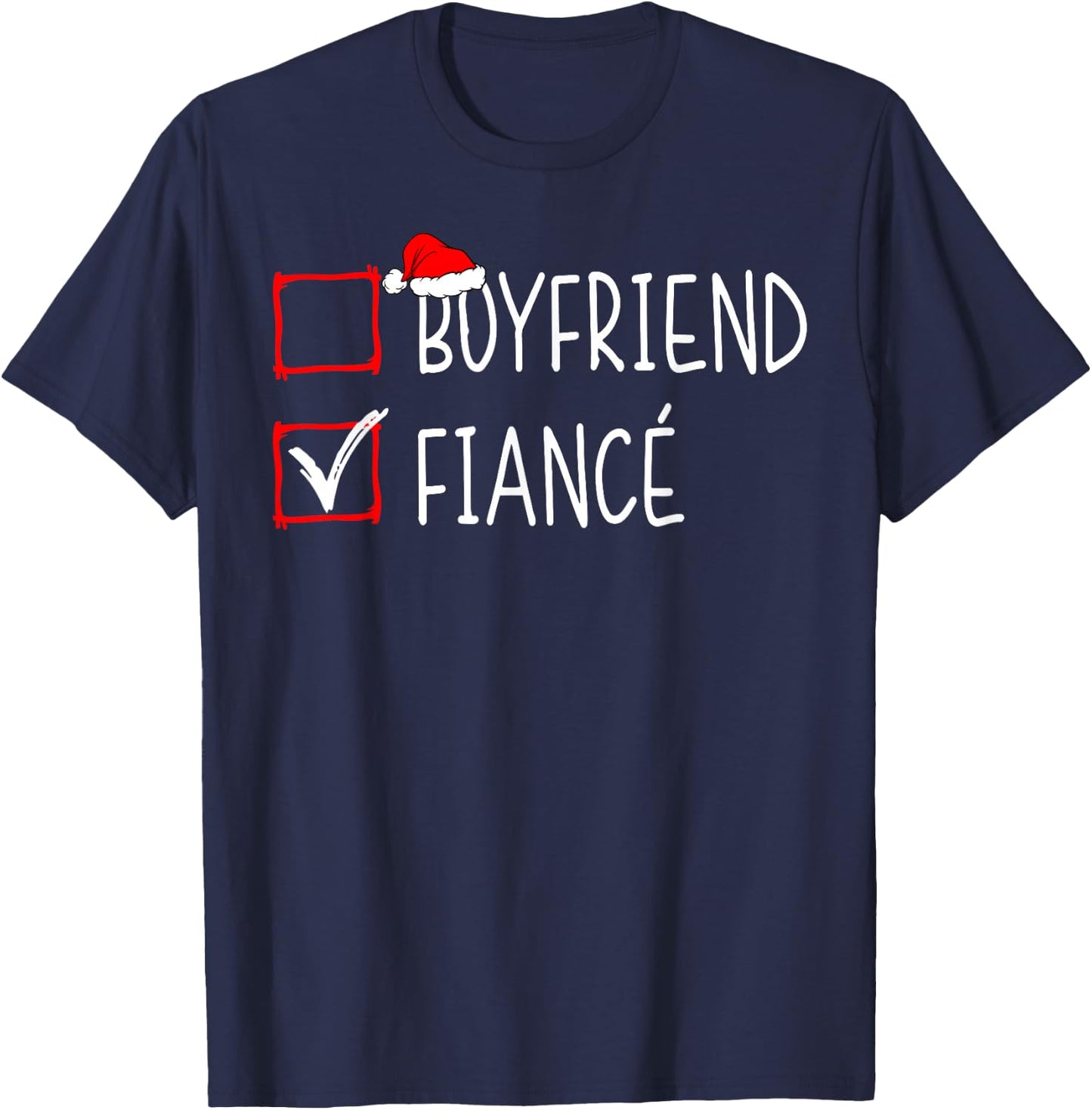 Fiance Fiancee Engaged Couples Matching Christmas Engagement T-Shirt - T-Shirt | Navy
