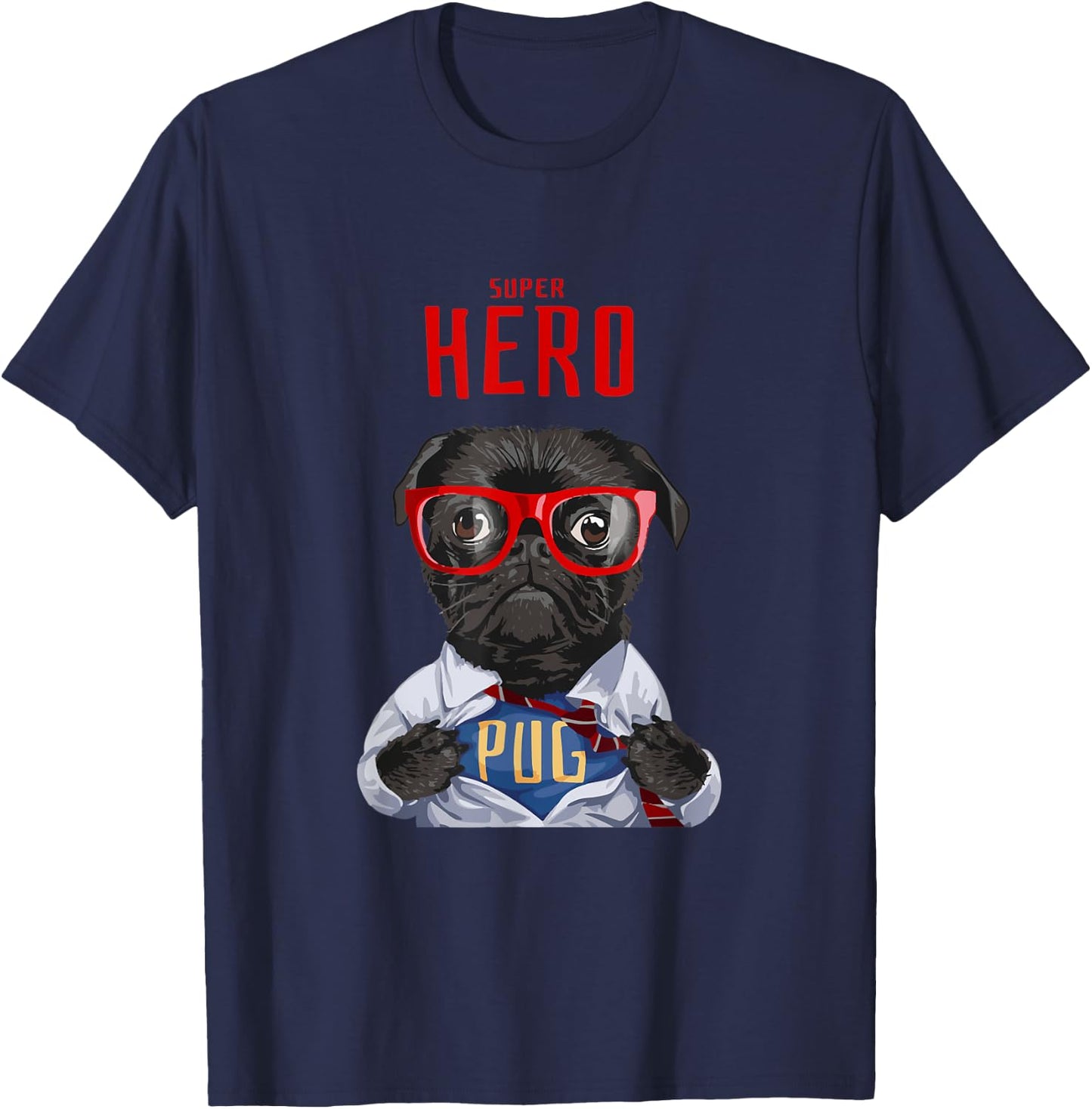 Super Hero Pug T-Shirt - T-Shirt | Navy
