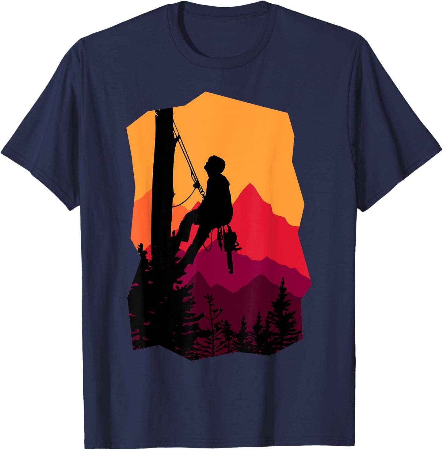 Cool Arborist Tree Surgeon Apparel Arborist Arboriculturist Tree Surgeon Retro Graphic Black -Youth Small T-Shirt - T-Shirt | Navy