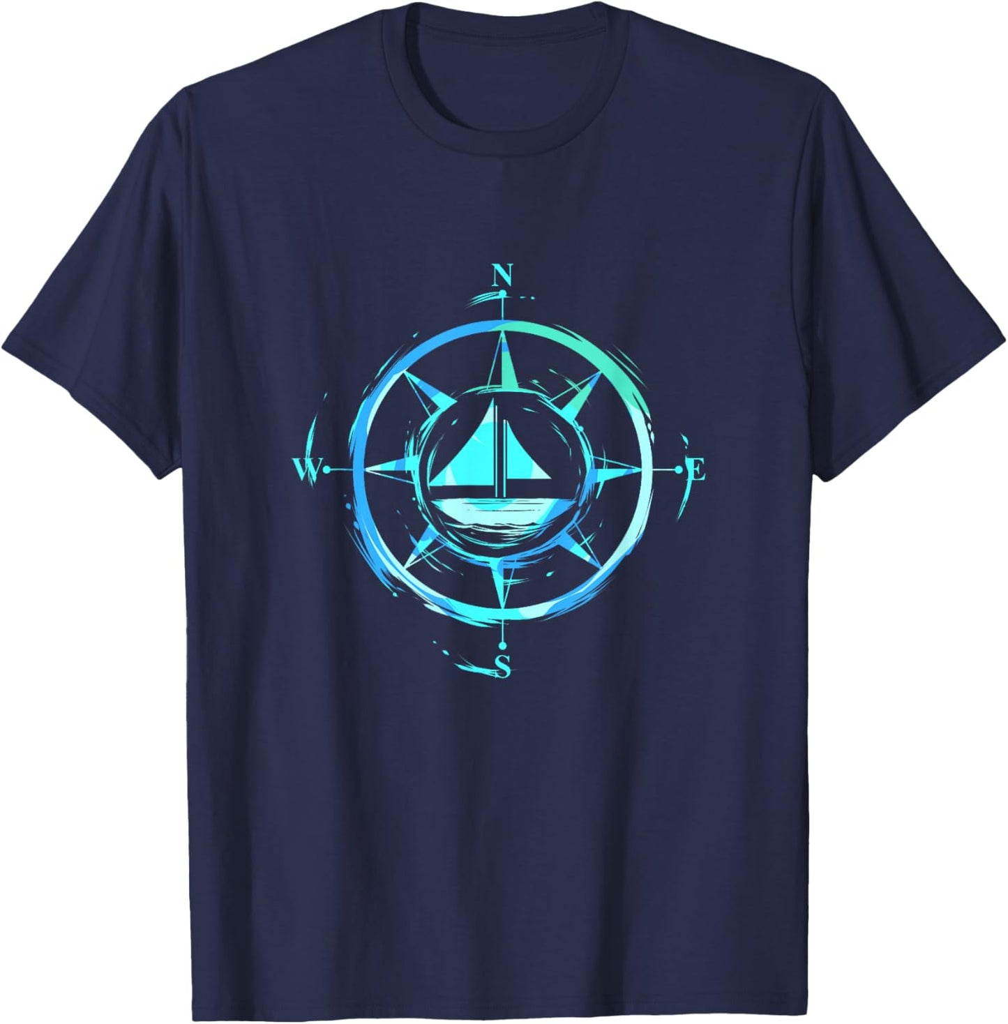 Sailboat Compass Design for Captain Skippers and Sea Lovers T-Shirt - T-Shirt | Navy