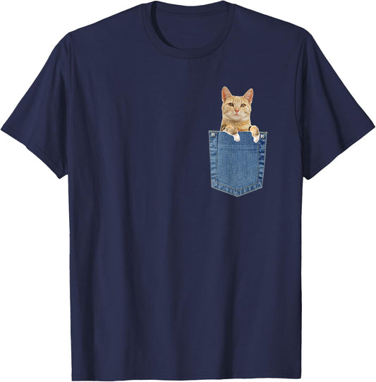 Cat in Pocket Shirt T-Shirt - T-Shirt | Navy