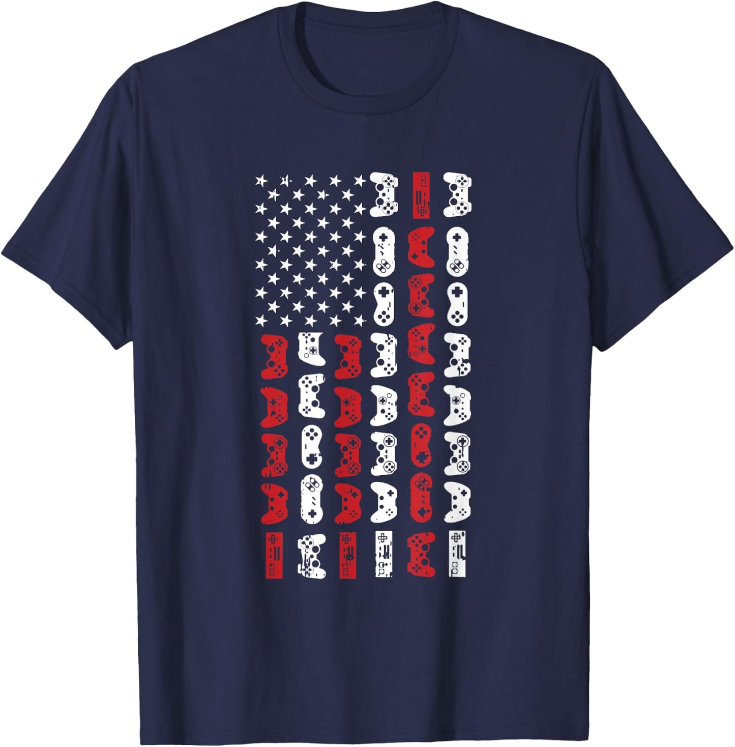 Game Controller 4th Of July Cool USA Flag Patriotic Gamer T-Shirt - T-Shirt | Navy