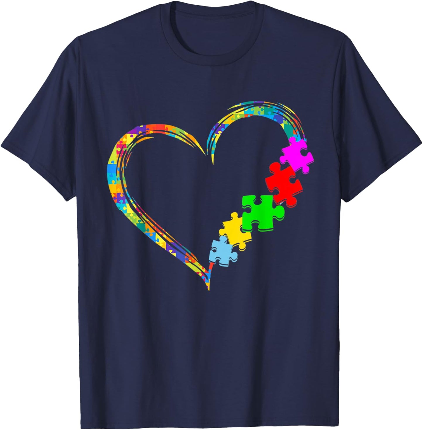 Autism Awareness Ribbon Love Puzzle Piece Teacher Costume Men Women Kids T-Shirt - T-Shirt | Navy