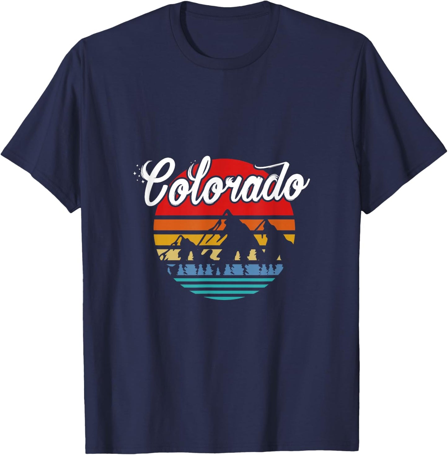 Colorado State Mountain Outdoor Vacation Retro T-Shirt - T-Shirt | Navy