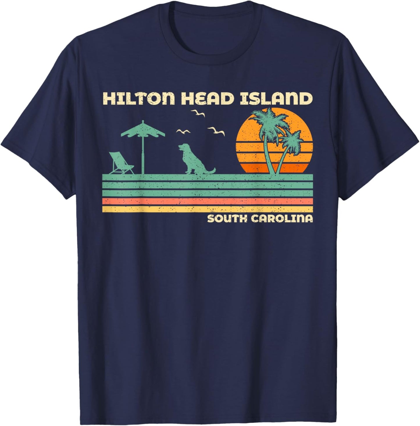 Vintage Family Vacation South Carolina Hilton Head Island T-Shirt - T-Shirt | Navy