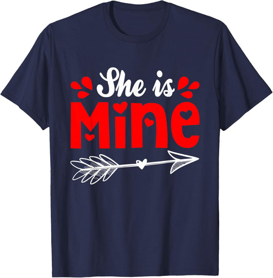 She Is Mine Matching Couple Valentine's Day Her T-Shirt - T-Shirt | Navy